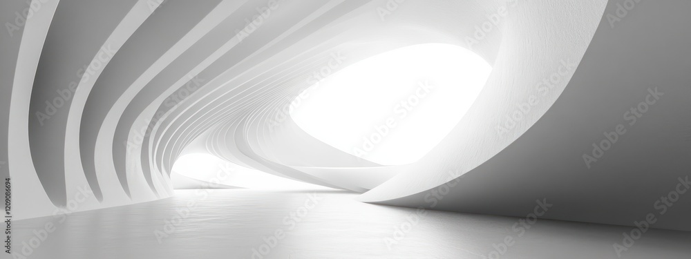 Poster minimalist architectural scene with smooth curves soft lighting and symmetrical design