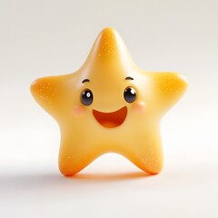 Happy Star Character Smiles Brightly, Cheerful 3D Animation Fun