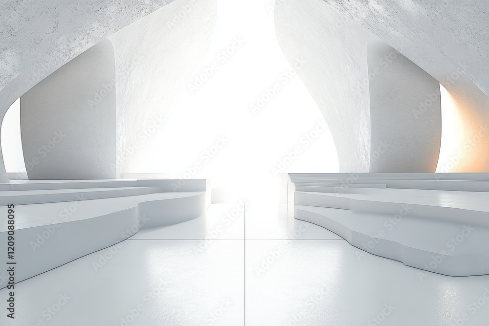 Poster minimalist white circular architecture smooth design modern abstract geometric