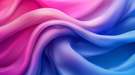 Fototapeta premium Abstract flowing waves of pink and blue gradient with subtle fabric textures
