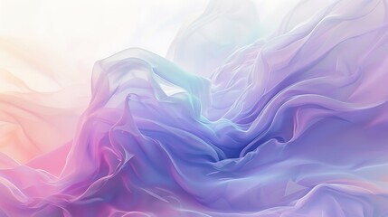 Obraz premium A dreamy, fluid-like wave design in soft pastel gradients, isolated on a clean white background for a serene effect.