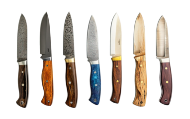 set of knives on transparent or white background
