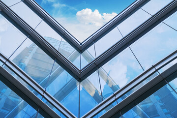 Partial close-up of modern architecture in Suzhou Business Center, Jiangsu Province, China on December 22, 2023