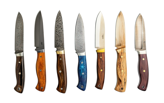 set of knives on transparent or white background
