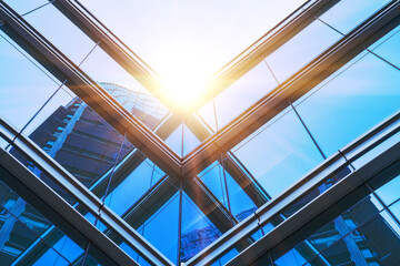 Partial close-up of modern architecture in Suzhou Business Center, Jiangsu Province, China on December 22, 2023