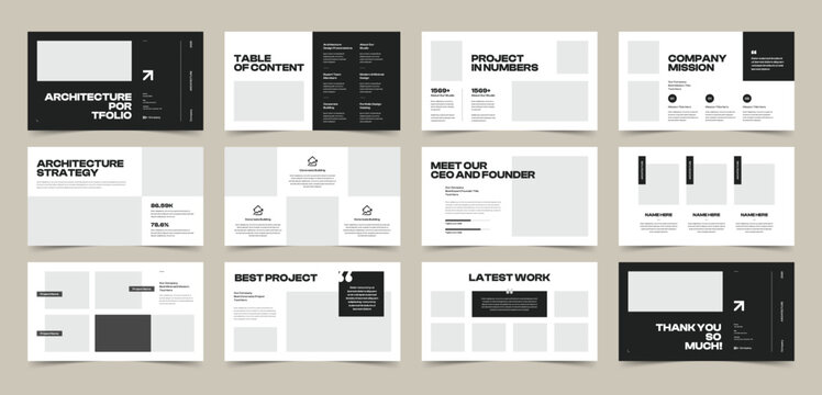 Architecture Portfolio Presentation Template, Portfolio Design for Architecture and Interior