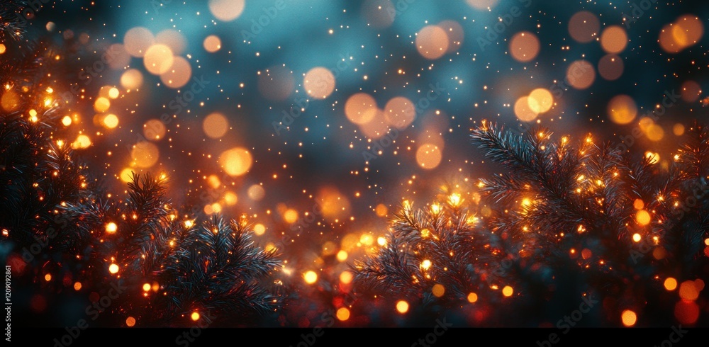 Aufkleber Festive Party Background with Colorful Bokeh and String Lights for Celebrations and Events