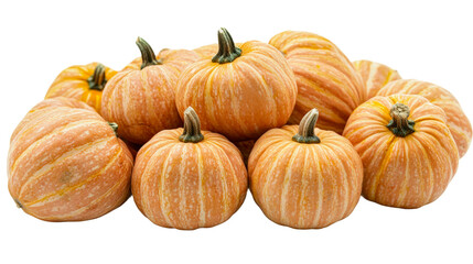 Freshly harvested decorative pumpkins perfect for autumn displays and seasonal decor isolated on transparent background