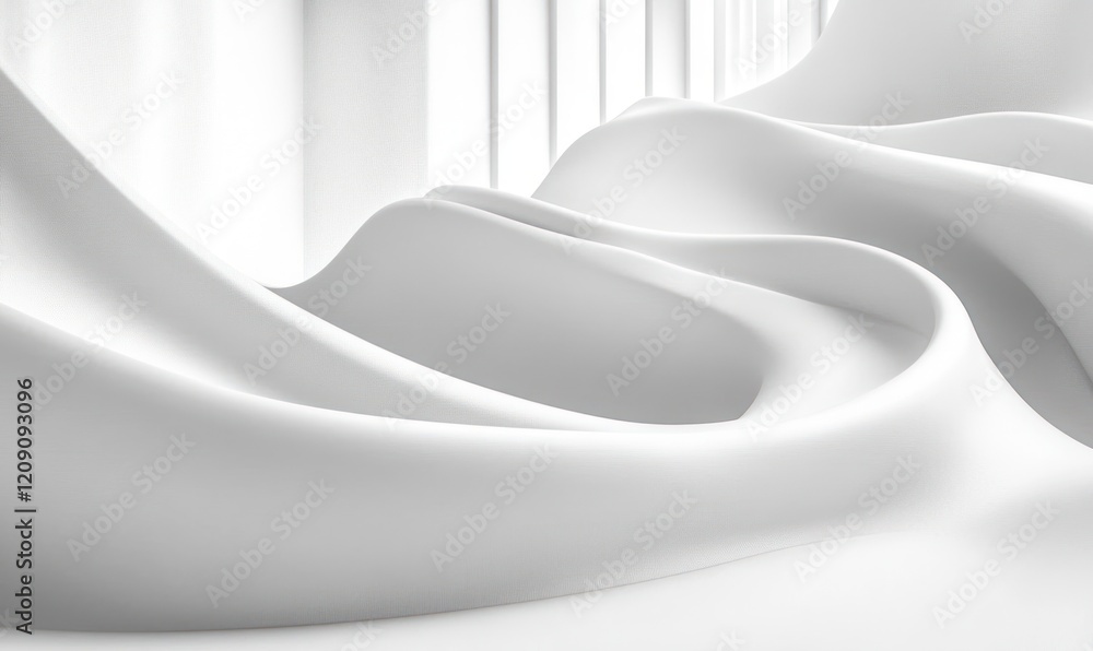 Poster minimal white wavy abstract background design with smooth curves and high key lighting