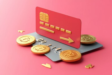 Cartoon Style Credit Card Icon Featuring a Luxurious Gold Design for Use in Digital Projects