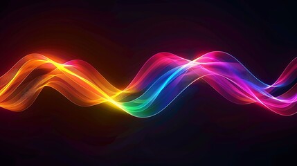 A mesmerizing abstract pattern of glowing, wavy lines in vibrant neon colors, isolated on a dark background.