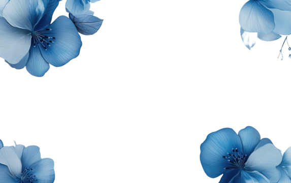 Lgant blue floral frame on transparent or white background - Powered by Adobe