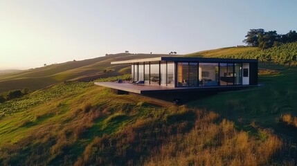 Obraz premium Luxurious Estate Overlooking Rolling Hills and Vineyard