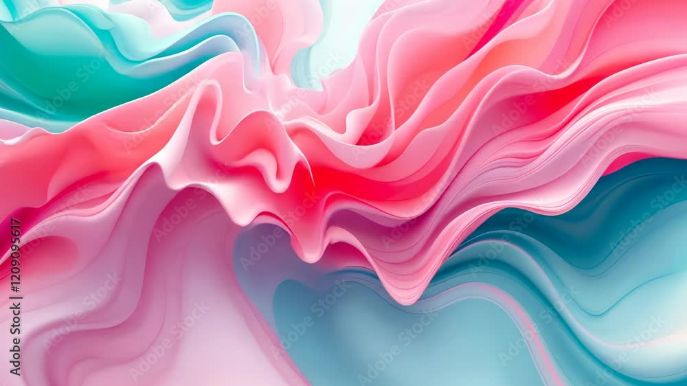 Poster vibrant flowing abstract waves in colorful motion under soft lighting