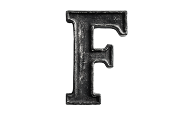 Letter F alphabet number on transparent or white background