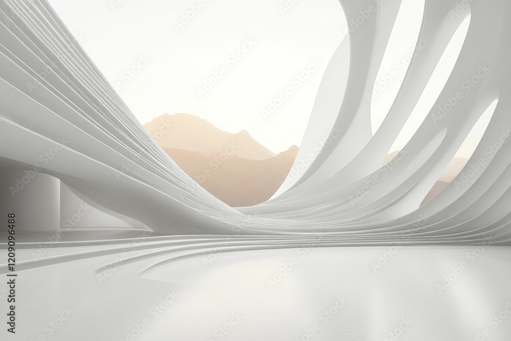 Poster white curved modern architecture design minimalist abstract structure