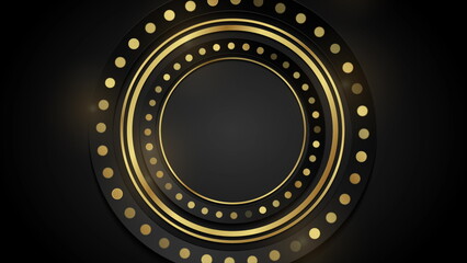 Black and shiny golden circular geometric background