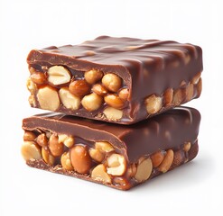Delicious chocolate bar with peanuts and caramel