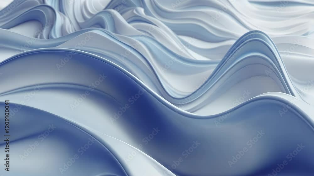 Aufkleber smooth blue abstract waves in dynamic flow and ripple motion