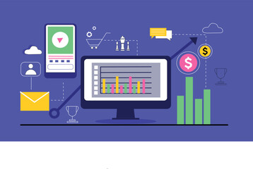 Digital business concept illustration showcasing data analytics and growth.