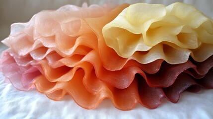 Layered Sheer Fabric in Warm Hues