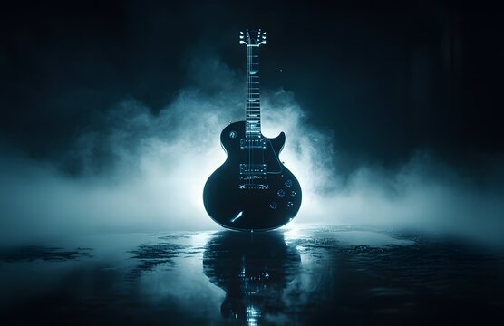 Electric Guitar in Smoky Blue Setting Reflection