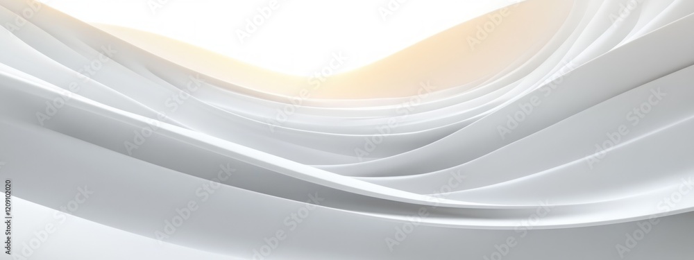 Poster minimalistic abstract design with white curves and soft gray background