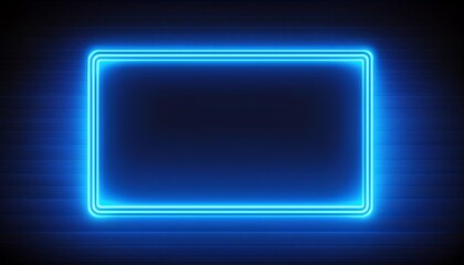 Fototapeta premium A glowing blue rectangular frame against a dark background, creating a modern and futuristic aesthetic.