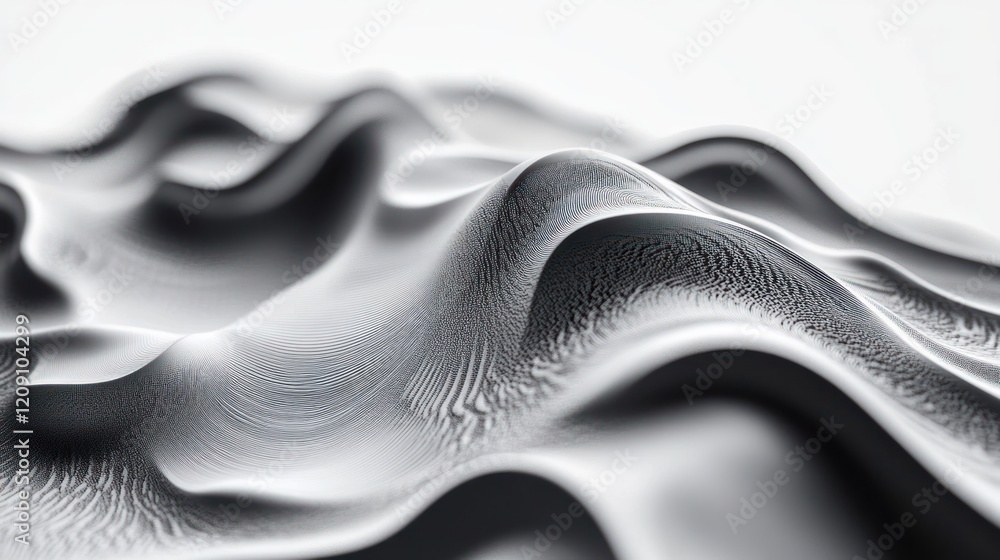 Poster dynamic abstract waves and lights in minimalistic black and white design