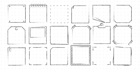 Set of Cute Hand drawn Doodle Banners and Ribbons isolated on white background for your Design. Bullet journal Ideas. Girly Stuff. Sticky Notes.