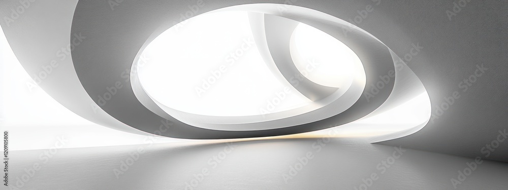 Poster minimalist abstract architectural design with curved lines and soft light