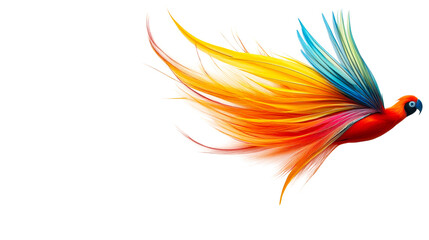 Naklejka premium Colorful parrot gracefully flying through a clear sky with vibrant feathers isolated on transparent background