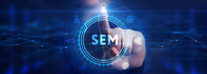 SEM Search Engine Optimization Marketing Ranking concept for website.