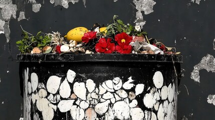 transform your space with a poster of a composting bin: embrace eco-friendly habits and organic waste recycling for a greener lifestyle!