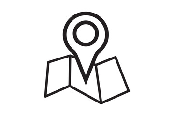 paper map icon, location pin pointer icon - gps maps position marker icons in filled, thin line, outline and stroke style for apps and website