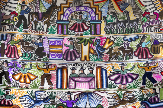 컬러풀,자수,예술,아트,민속,원주민,전통의상,춤,작품,천,상점,전시,판매,페루