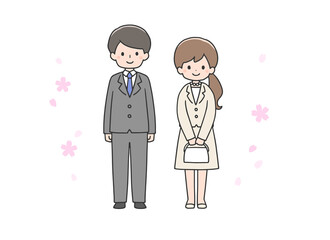 スーツ姿の男性と女性