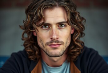 Portrait of a man with long hair