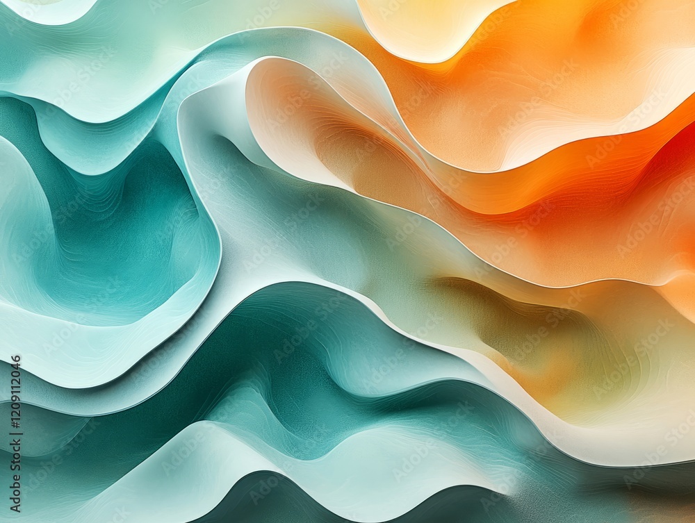 Poster colorful abstract flowing fabric creating smooth waves