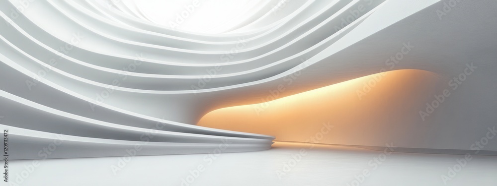 Poster futuristic minimalist architecture curves light building design