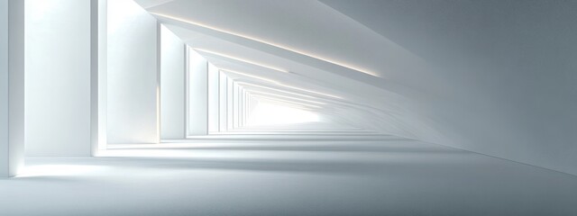 Obraz premium Futuristic Minimalist Architectural Scene with Geometric Lines and Modern Interior Design