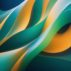 Abstract Green and Gold Waves