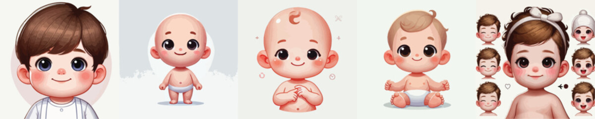 vector collection of cute babies smiling sweetly