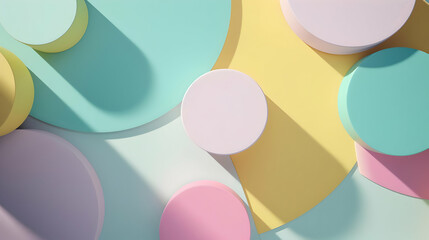 Abstract composition of colorful circles and shapes creating a playful visual effect.