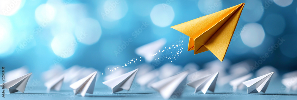 Aufkleber ai generate paper airplanes in flight creative workshop indoor space dynamic perspective innovation 