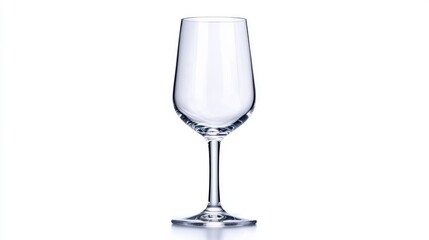 Empty wine glass on white background; drinks menu, restaurant