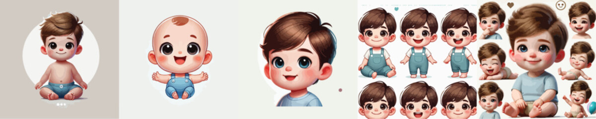 vector collection of cute babies smiling sweetly