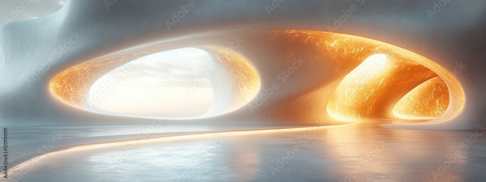 Aufkleber minimalist white curved architecture abstract design