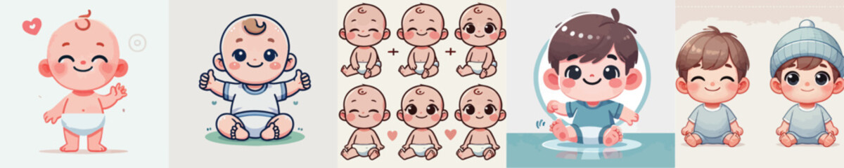 vector collection of cute babies smiling sweetly
