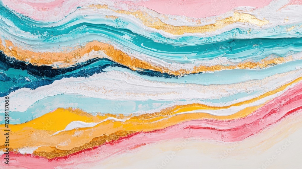 Poster swirling lines of color blend harmoniously to form an abstract artwork, showcasing dynamic shapes an